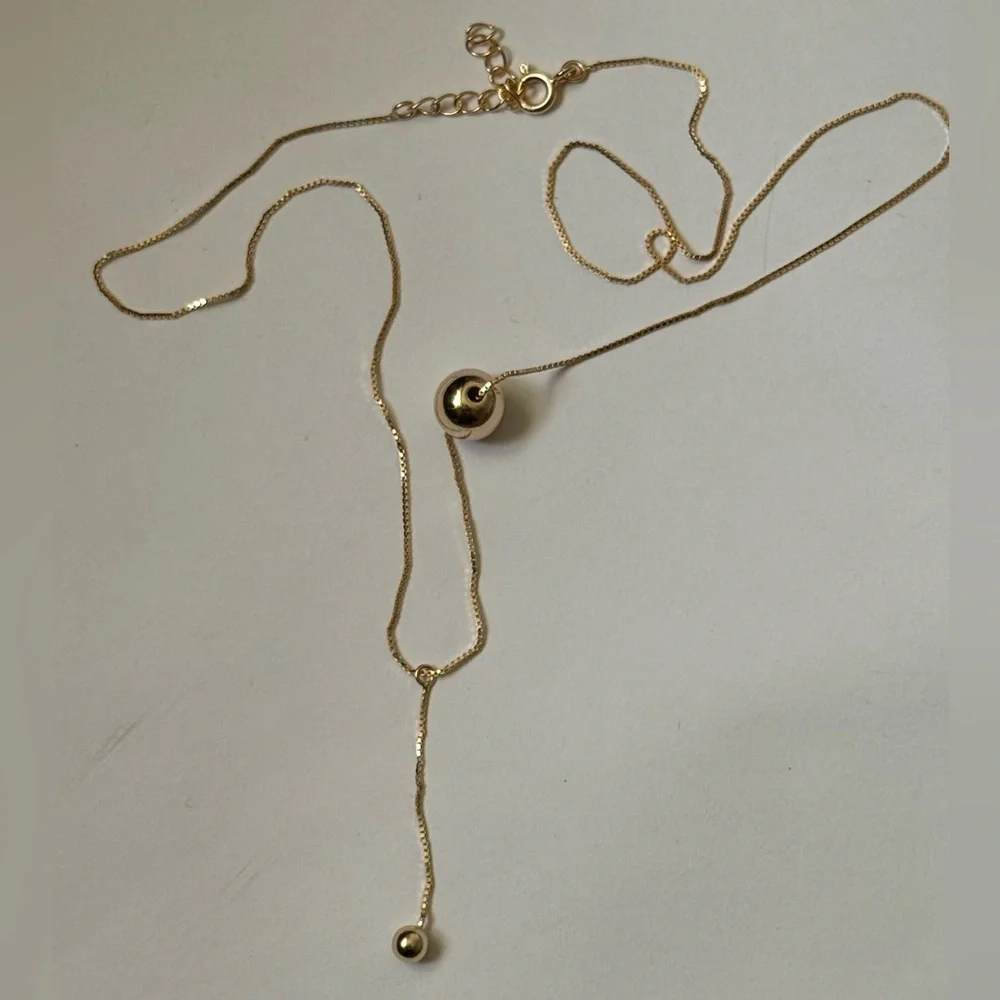 925 Silver bead balls chain necklace 18k yellow gold plated trendy trending